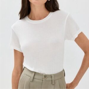 Anine Bing White Short Sleeve Crewneck Tee